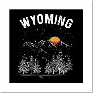 Vintage Retro Wyoming State Posters and Art